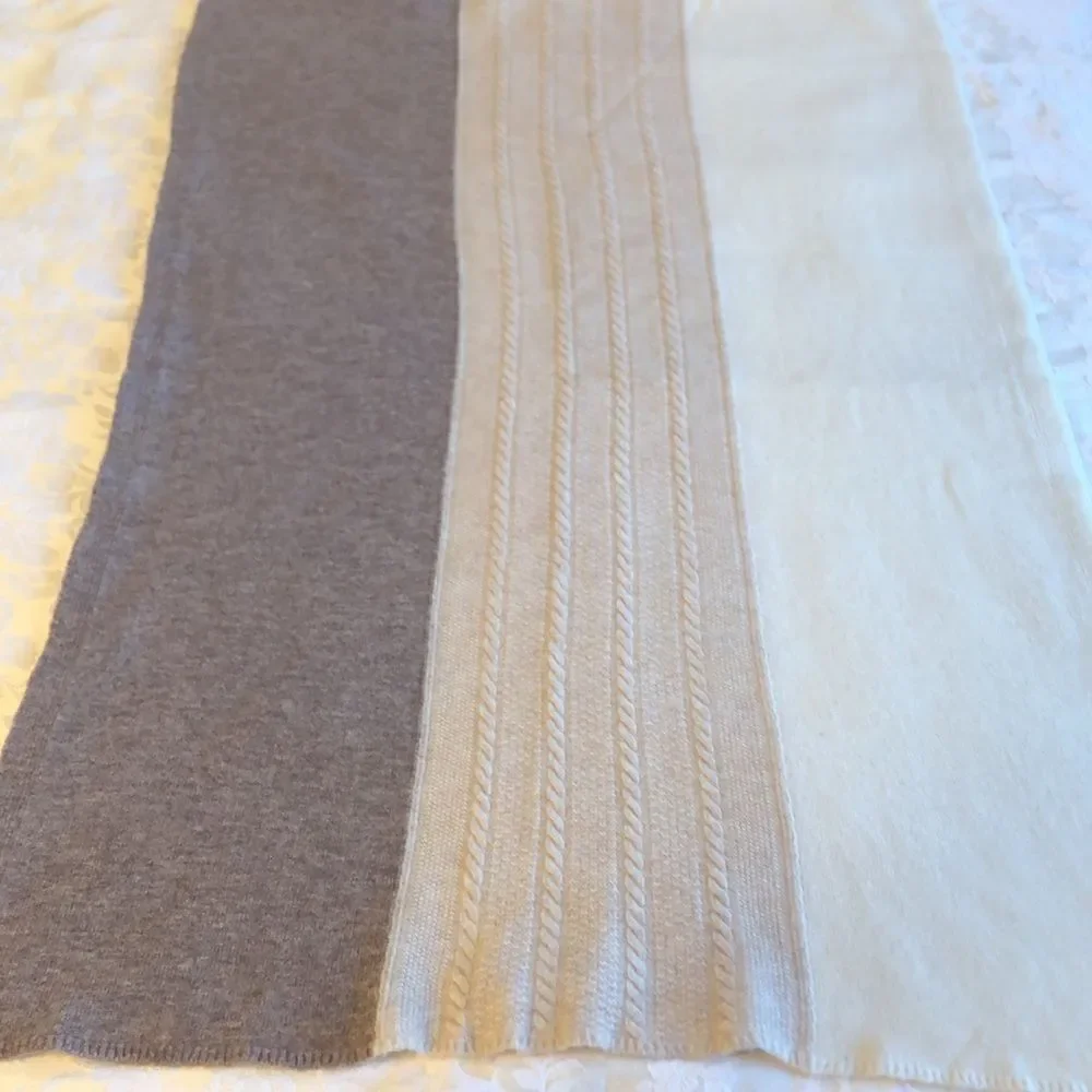 SCARF . Soft 3 colors - light lavender, tan, cream w imperfections 75